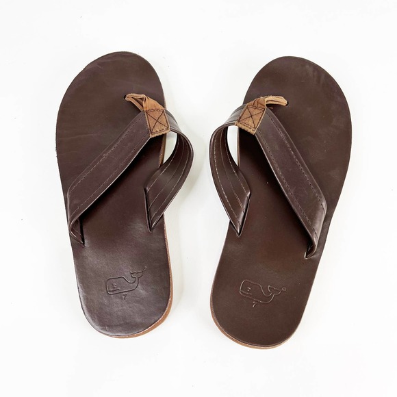 Vineyard Vines mens brown leather sandals flip flops Size 7 - Picture 5 of 7